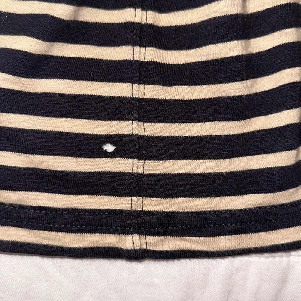 J. Crew S Authentic Knit Goods Navy Cream Striped Long Sleeve Crewneck Cotton T